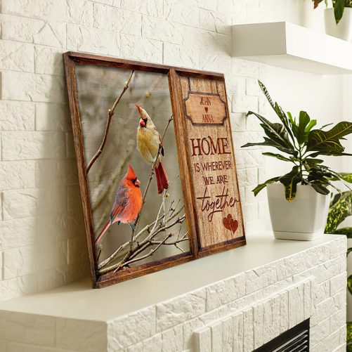 Custom Name Hummingbird Couple Canvas Home Is Wherever We Are Together (3)