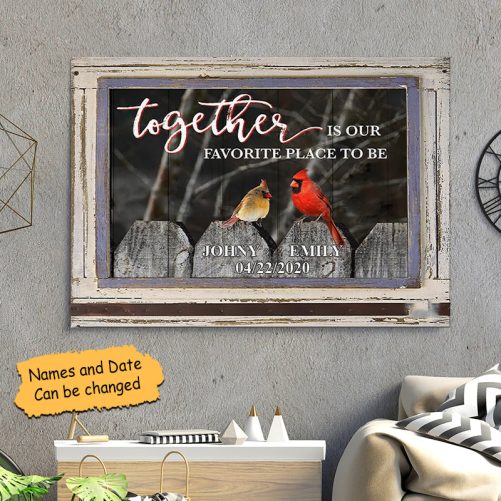 Custom Name Hummingbird Couple Canvas Together Is Our Favorite Place To Be (2)