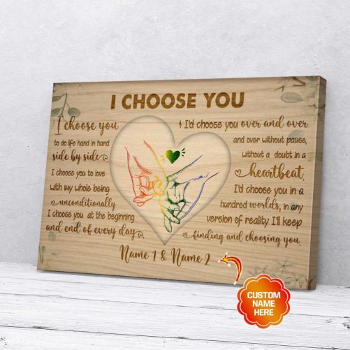 Custom Name LGBT Couple Canvas I Choose You 1