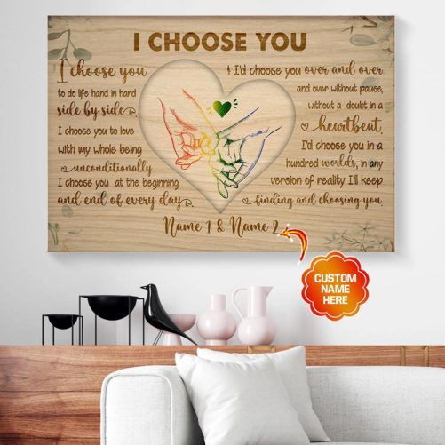 Custom Name LGBT Couple Canvas I Choose You 2