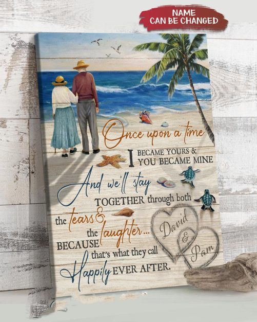 Custom Name Old Couple Canvas I Became Yours You Became Mine (1)
