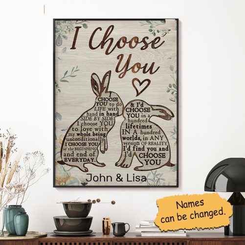 Custom Name Rabbit Couple Canvas I Choose You (2)