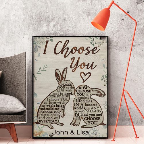 Custom Name Rabbit Couple Canvas I Choose You (3)