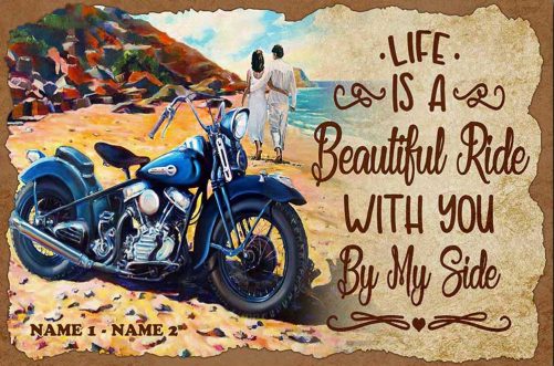 Custom Name Rider Couple Canvas Life Is A Beautiful Ride With You By My Side (2)