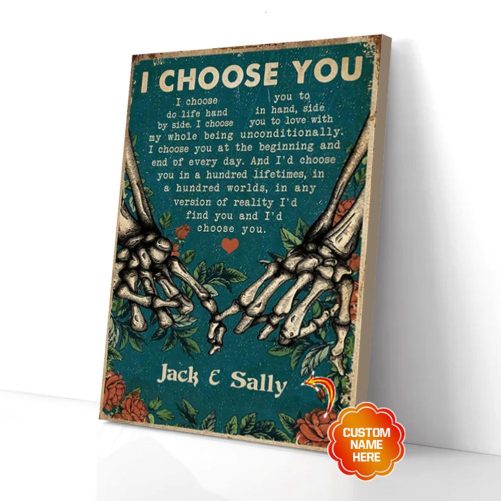 Custom Name Skeleton Couple Canvas I Choose You 1