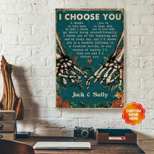 Custom Name Skeleton Couple Canvas I Choose You 2