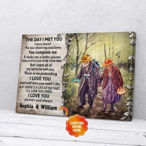 Custom Name Traveling Canvas Old Couple The Day I Met You 1