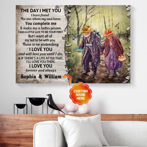 Custom Name Traveling Canvas Old Couple The Day I Met You 2