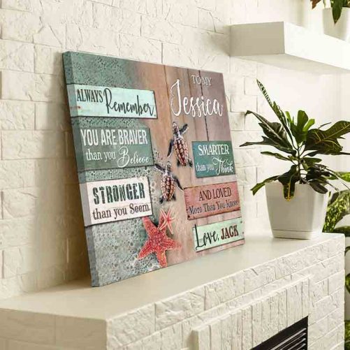 Custom Name Turtle Canvas Always Remember You Are Braver Than You Believe (3)