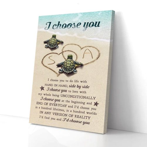 Custom Name Turtle Couple Canvas I Choose You 1