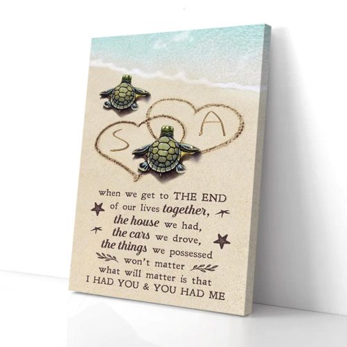 Custom Name Turtle Couple Canvas I Had You And You Had Me 1