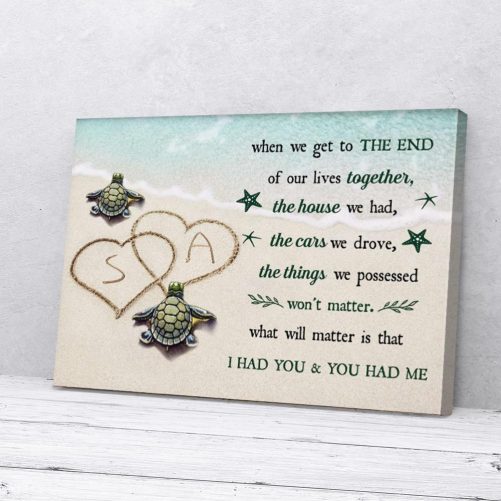Custom Name Turtle Couple Canvas I Had You You Had Me 1
