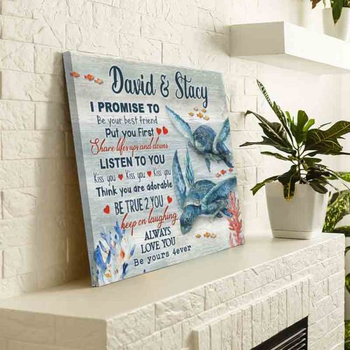 Custom Name Turtle Couple Canvas I Promise To Be Your Best Friend (3)