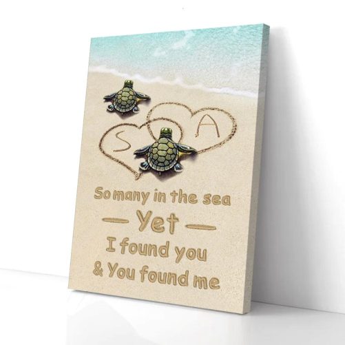 Custom Name Turtle Couple Canvas So Manay In The Sea I Found You 1