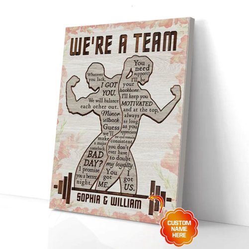 Custom Name Wrestling Couple Canvas We're A Team 1