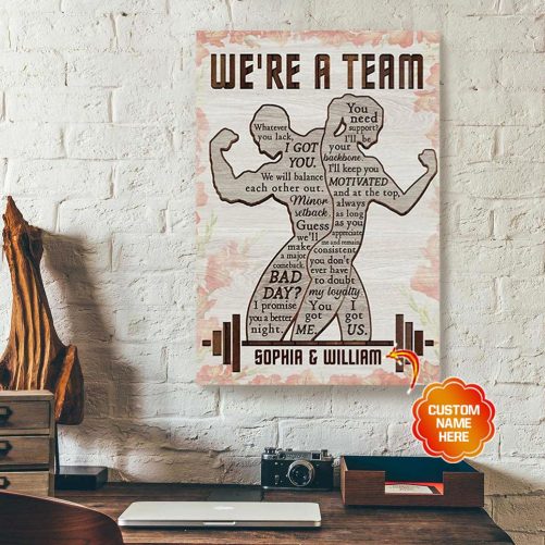 Custom Name Wrestling Couple Canvas We're A Team 2