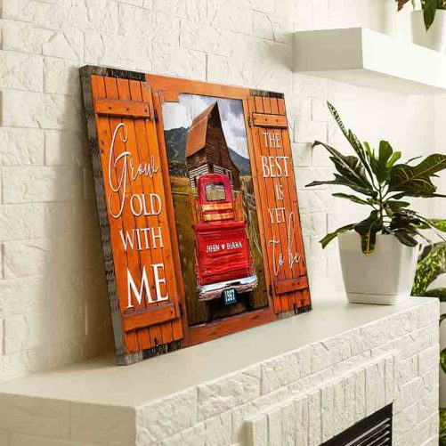 Custom Year And Name Couple Canvas Grow Old With Me The Best Is Yet To Be Red Car (3)