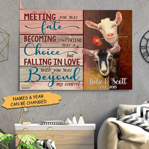 Custom Year And Name Goat Couple Canvas Meeting You Was Fate (2)