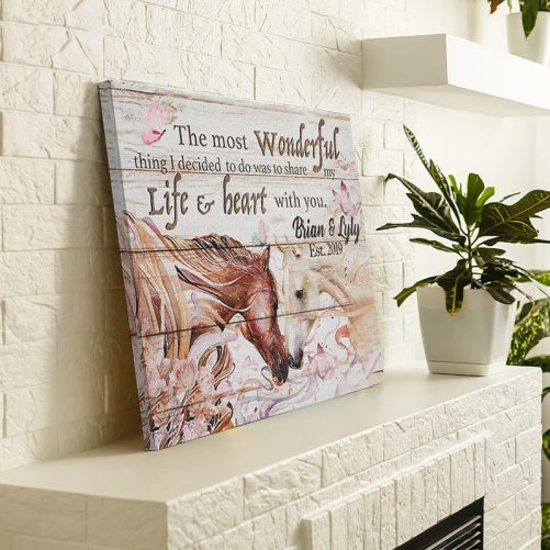 Custom Year And Name Horse Couple Canvas The Most Wonderful Thing I Decided (1)
