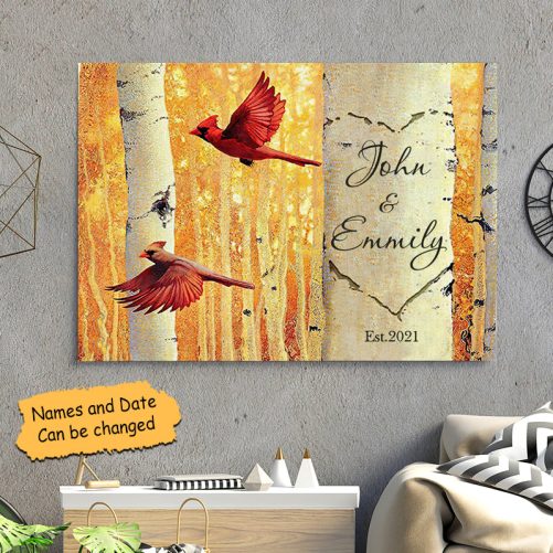 Custom Year And Name Hummingbird Couple Canvas (2)
