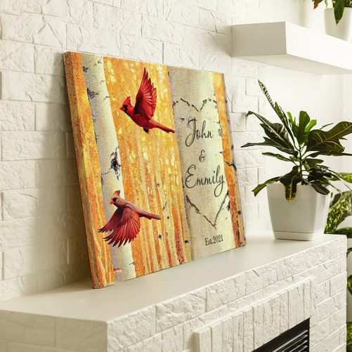 Custom Year And Name Hummingbird Couple Canvas (3)
