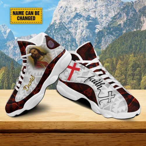 Customized Jesus Art Basketball Shoes, Keep Faith Running Shoes, Christian Unisex Basketball Shoes Gift, Jesus Gift