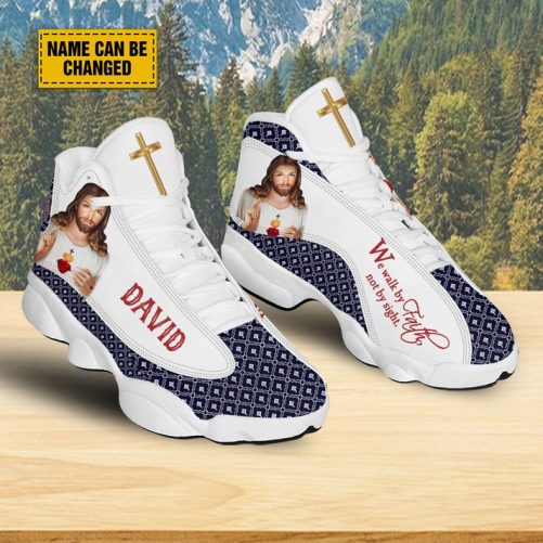 Customized Jesus Art Basketball Shoes, We Walk By Faith Not By Sight Running Shoes, Unisex Shoes With Thick Sole 2
