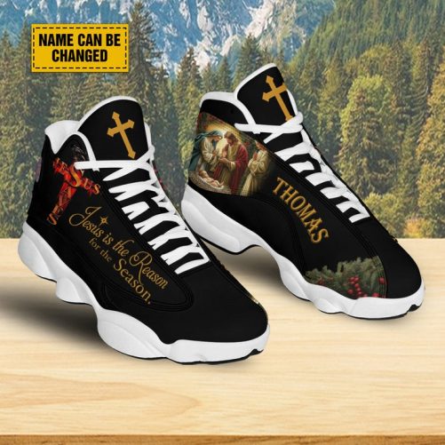 Customized Jesus Is The Reason For The Season Basketball Shoes, Jesus Nativity Christmas Running Shoes, Christmas Gift 2