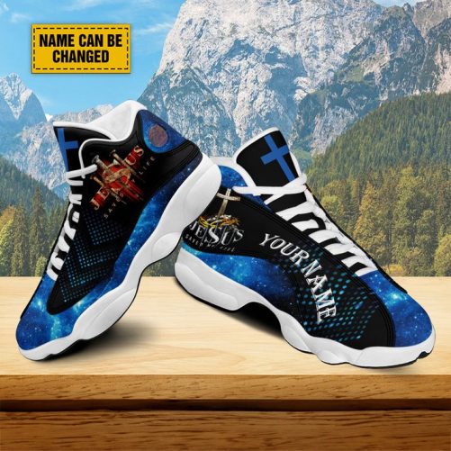 Customized Jesus Nails Jesus Cross Basketball Shoes, Jesus Saved My Life Running Shoes, Unisex Shoes With Thick Sole 1