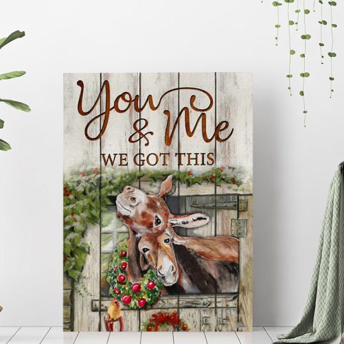 Donkey Couple Canvas You And Me We Got This Christmas's Gift (2)
