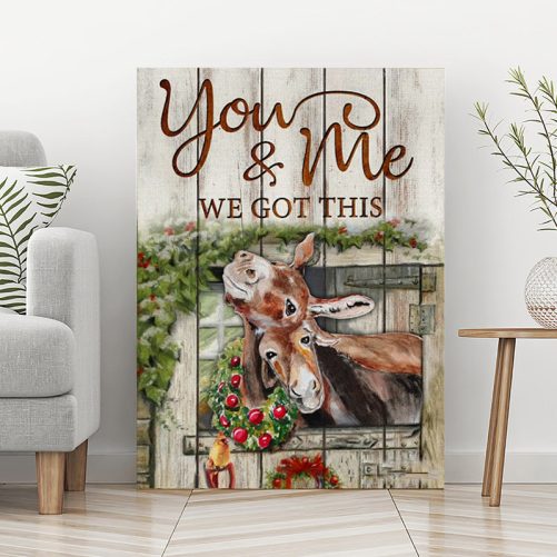 Donkey Couple Canvas You And Me We Got This Christmas's Gift (3)