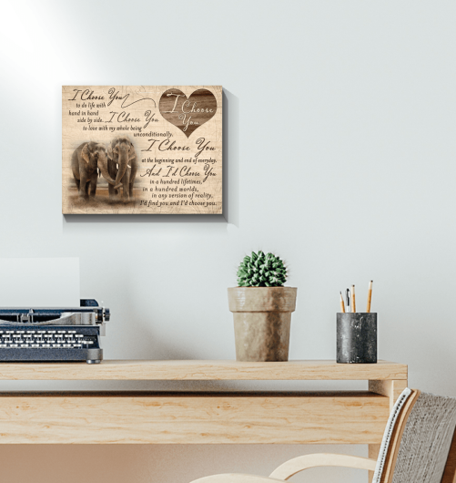 Elephant Couple Canvas I Choose You 2