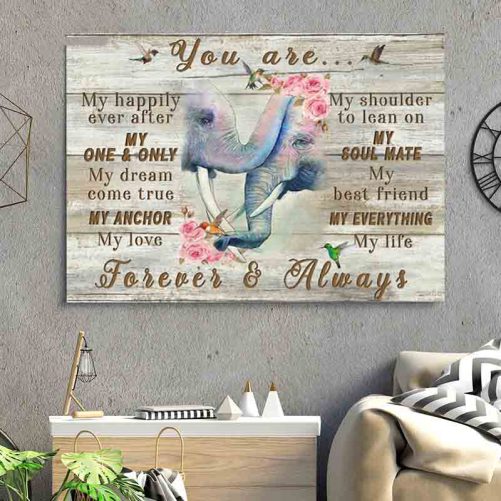 Elephant Couple Canvas You Are My Life Forever And Always (1)