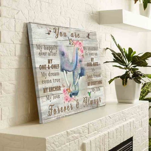 Elephant Couple Canvas You Are My Life Forever And Always (3)