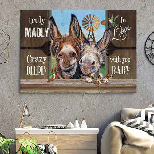 Funny Donkey Couple Canvas Truly Madly Crazy Deeply In Love With You (2)