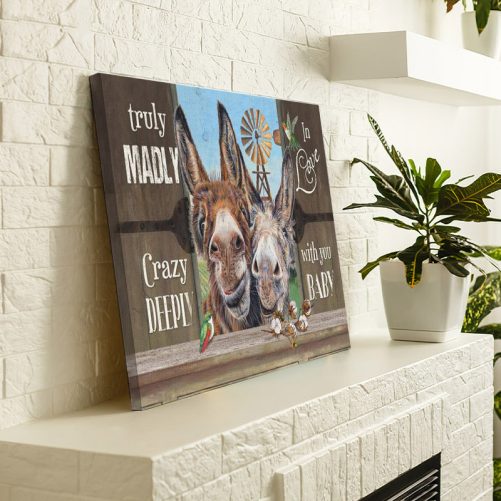 Funny Donkey Couple Canvas Truly Madly Crazy Deeply In Love With You (3)