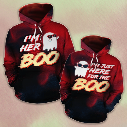 Halloween Couple All Over Hoodie I'm Her Boo I'm Just Here For The Boo
