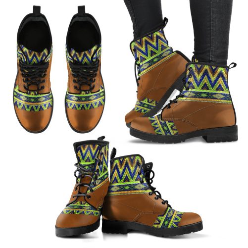 Handcrafted Bohemian Women's Vegan Leather Combat Boots 1