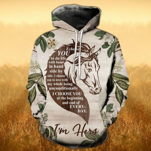 Horse Couple All Over Hoodie I'm Hers He's Mine I Choose You 1