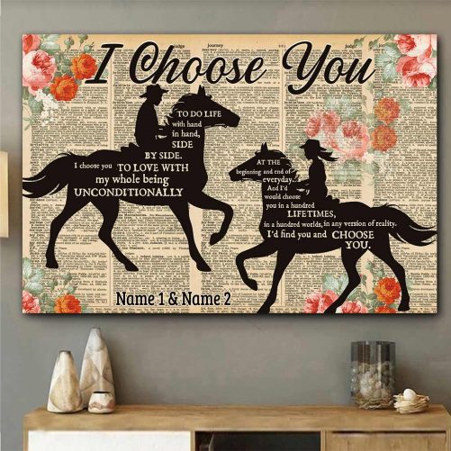 Horse Couple Canvas I Choose You Vintage Newspapers Style (1)