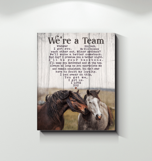 Horse Couple Canvas We're A Team 1