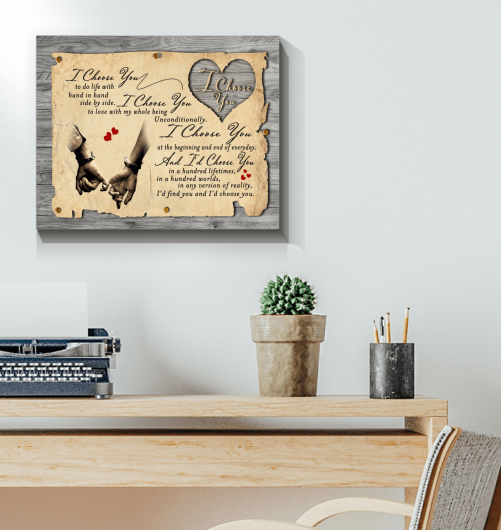 I Choose You Couple Canvas Wood Style (1)