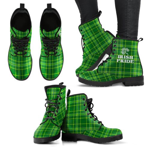 Irish Tartan Women's Vegan Leather Combat Boots 1