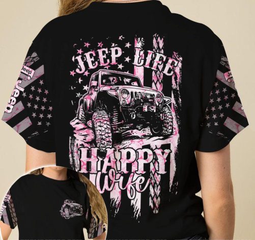 Jeep Couple 3D T shirt Jeep Life Happy Wife I Support My Wife's Addition 2
