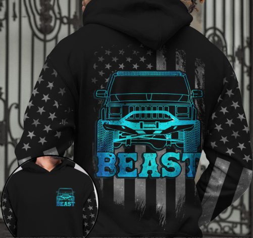 Jeep Couple All Over Hoodie Beast Beauty 1