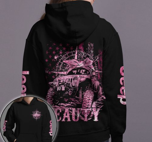 Jeep Couple All Over Hoodie Beast Beauty Compass 2