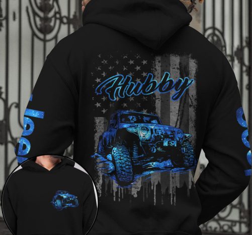 Jeep Couple All Over Hoodie Jeep Hubby Jeep Wifey American Flag 1