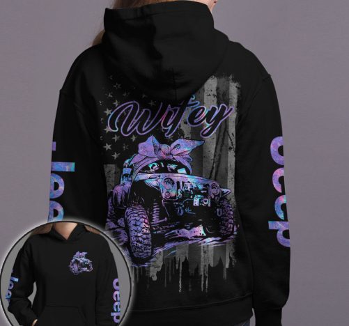 Jeep Couple All Over Hoodie Jeep Hubby Jeep Wifey American Flag 2