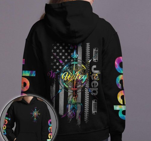 Jeep Couple All Over Hoodie Jeep Hubby Jeep Wifey Compass 1