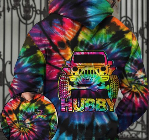 Jeep Couple All Over Hoodie Jeep Hubby Jeep Wifey Tie Dye 1